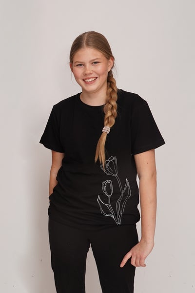 Lasten Kukka-paita, musta