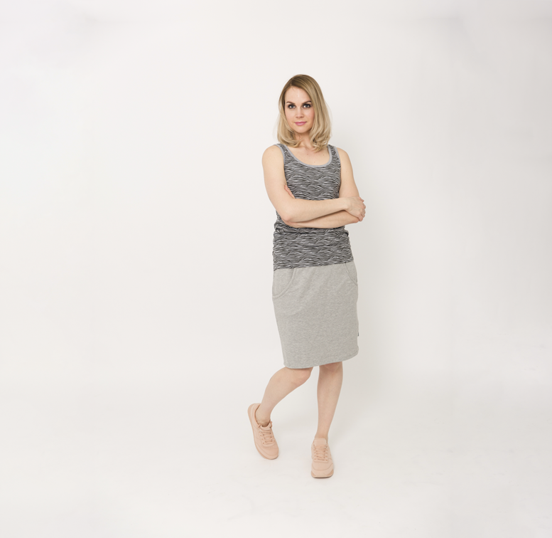 Basictoppi, harmaa seepra (Vain S)