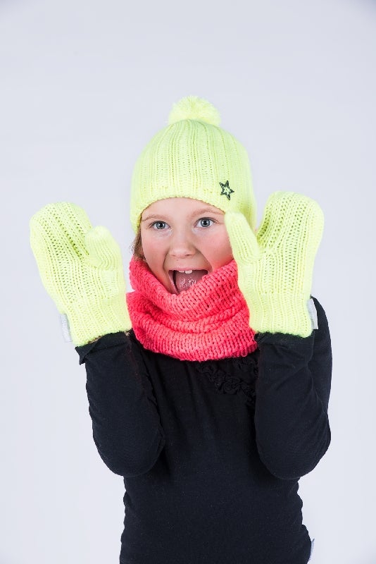 Lapaset fleecevuorella, kirkas keltainen (vain koko 3)