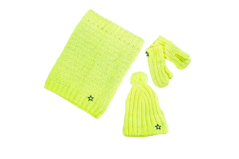 Lapaset fleecevuorella, kirkas keltainen (vain koko 3)